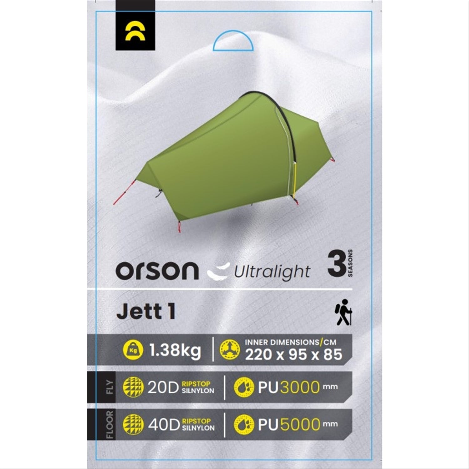 Orson Orson Jett 1 - Ultralight Silnylon Tunnel Tent, 1.38kg